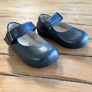 Umi. NWOT. Size 5 (toddler). Black, velcro strap (faux buckle) dress shoe.